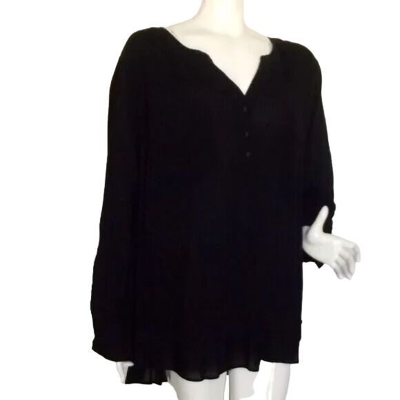 new TORRID Top, 4/4X, Black, Long Tab Sleeve, Pockets, Challis Pullover - Picture 4 of 15